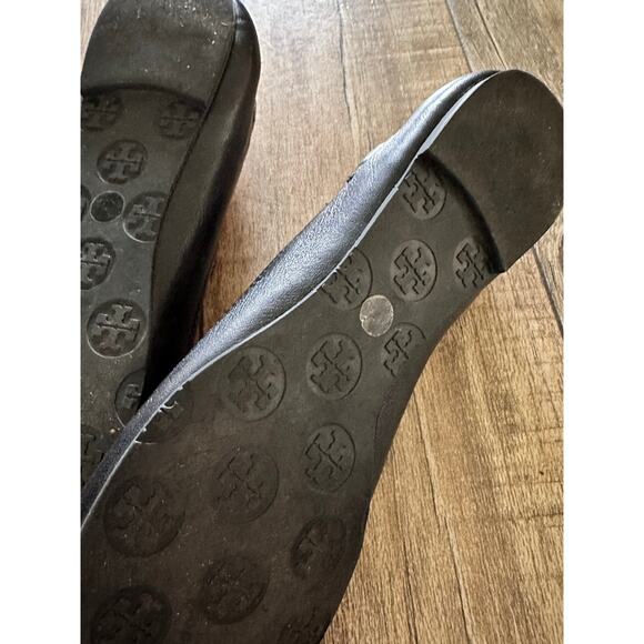 Tory Burch Women's Black Leather Reva Ballet Flats Size Size 9 - Picture 6 of 11